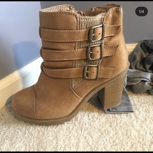 Tan Buckle Booties